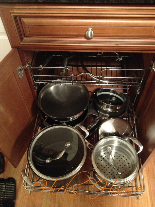 pots and pans in the new shelf