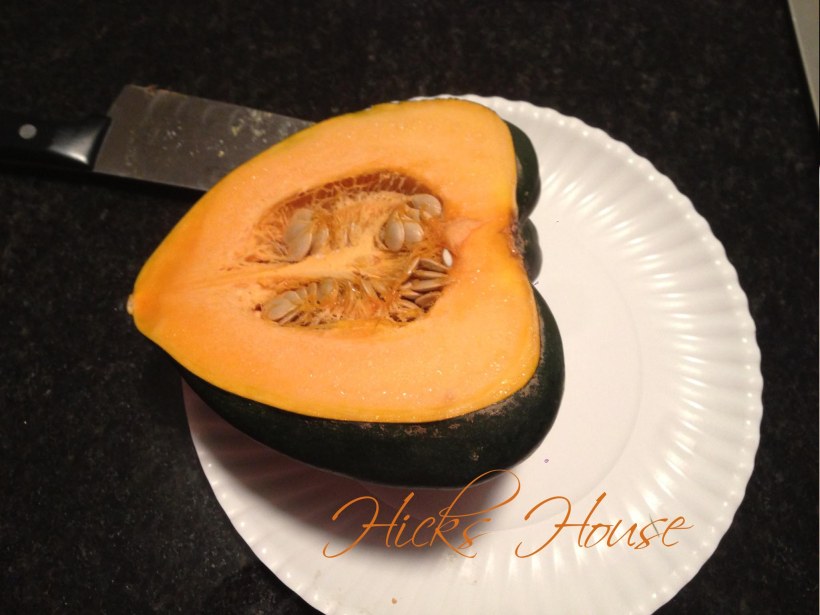 cut acorn squash in half lengthwise