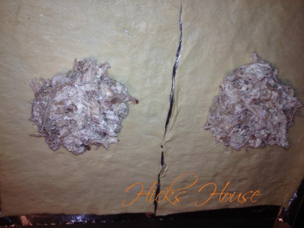 spoon mixture evenly onto center of dough